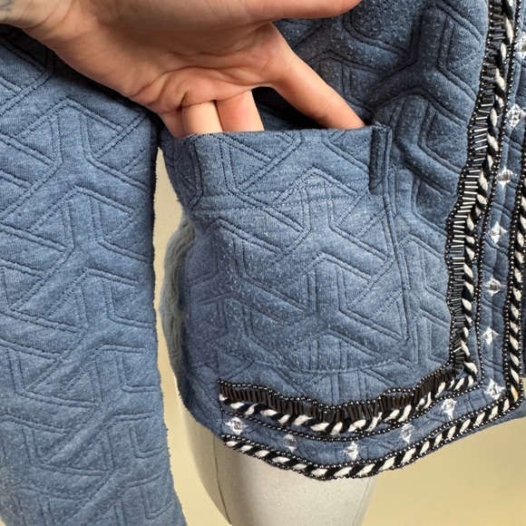 Soieblu Blue Quilted Jacket with Beaded Trim - Picture 5 of 7